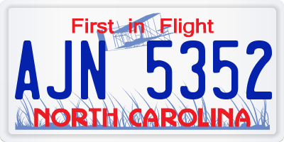 NC license plate AJN5352