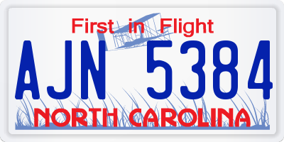 NC license plate AJN5384