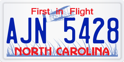 NC license plate AJN5428