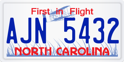 NC license plate AJN5432