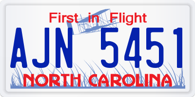 NC license plate AJN5451