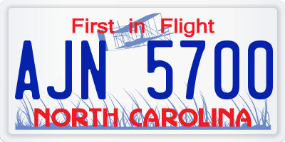NC license plate AJN5700