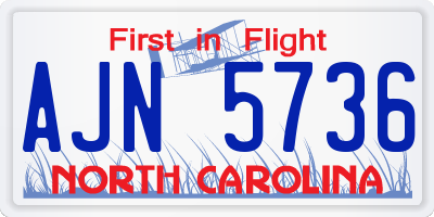 NC license plate AJN5736