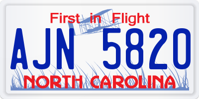 NC license plate AJN5820