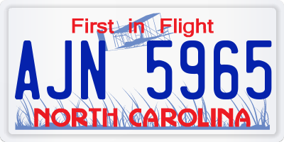 NC license plate AJN5965