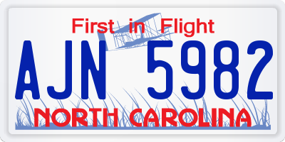 NC license plate AJN5982