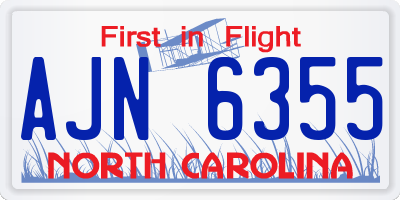 NC license plate AJN6355