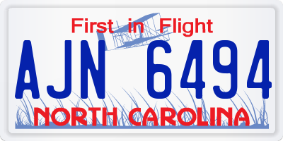 NC license plate AJN6494