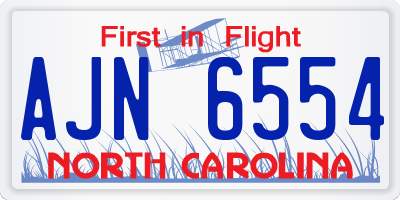 NC license plate AJN6554