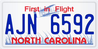 NC license plate AJN6592