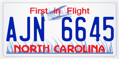 NC license plate AJN6645