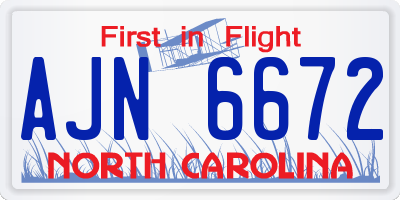 NC license plate AJN6672