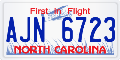 NC license plate AJN6723