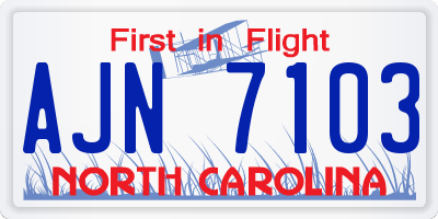 NC license plate AJN7103