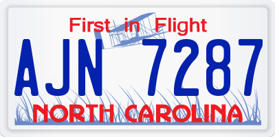 NC license plate AJN7287