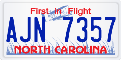 NC license plate AJN7357