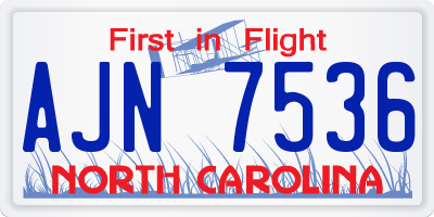 NC license plate AJN7536