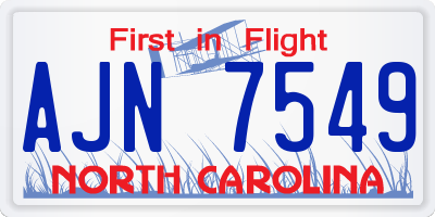 NC license plate AJN7549