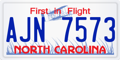 NC license plate AJN7573