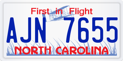 NC license plate AJN7655