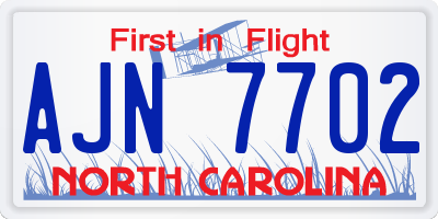 NC license plate AJN7702