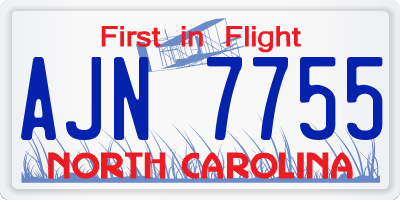 NC license plate AJN7755