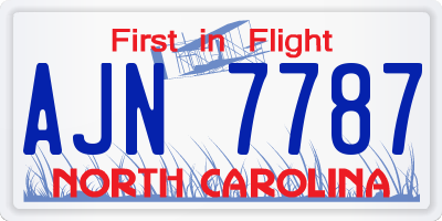 NC license plate AJN7787