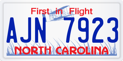 NC license plate AJN7923