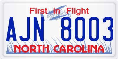 NC license plate AJN8003