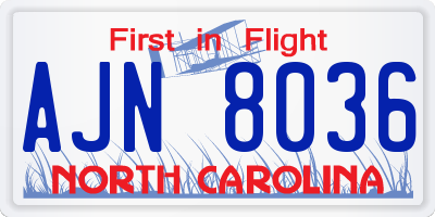 NC license plate AJN8036