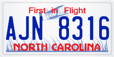 NC license plate AJN8316