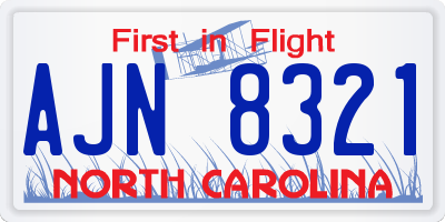 NC license plate AJN8321