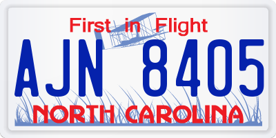 NC license plate AJN8405