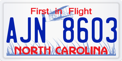 NC license plate AJN8603