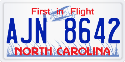 NC license plate AJN8642