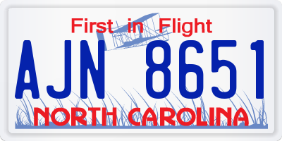 NC license plate AJN8651
