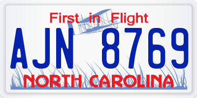 NC license plate AJN8769