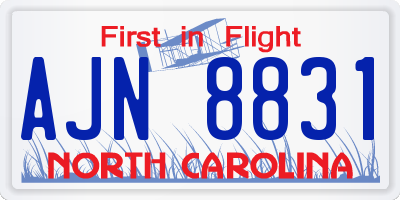 NC license plate AJN8831