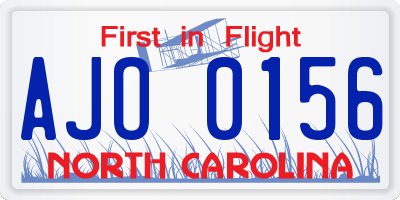 NC license plate AJO0156