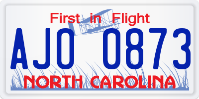 NC license plate AJO0873