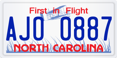 NC license plate AJO0887
