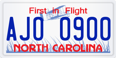NC license plate AJO0900