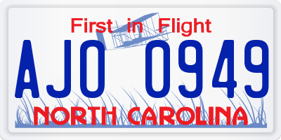NC license plate AJO0949