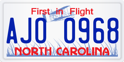 NC license plate AJO0968