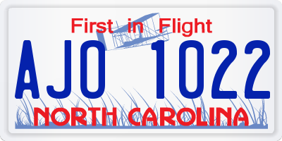NC license plate AJO1022