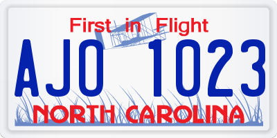 NC license plate AJO1023