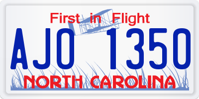NC license plate AJO1350