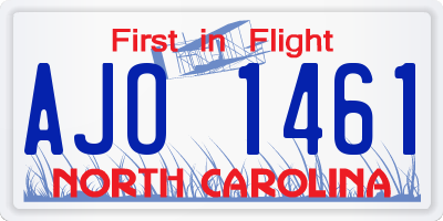 NC license plate AJO1461