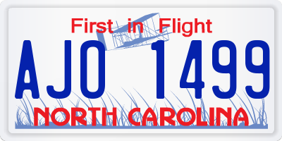 NC license plate AJO1499