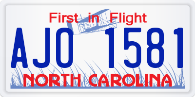 NC license plate AJO1581